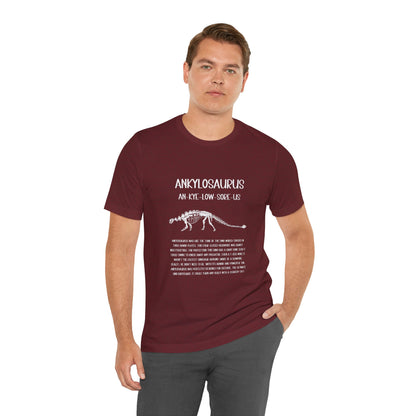 Fossil Ankylosaurus Detailed with White Graphics- Unisex Jersey Short Sleeve Tee Super Comfy Dino T-Shirt Gift