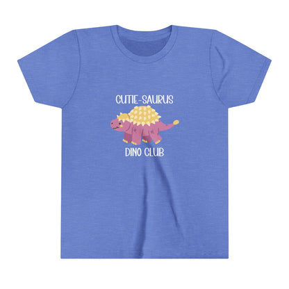 Youth Ankylosaurus Cutie Saurus Dino Club Pink - White Graphic - Unisex Jersey Short Sleeve Tee Super Comfy Dino T-Shirt Gift