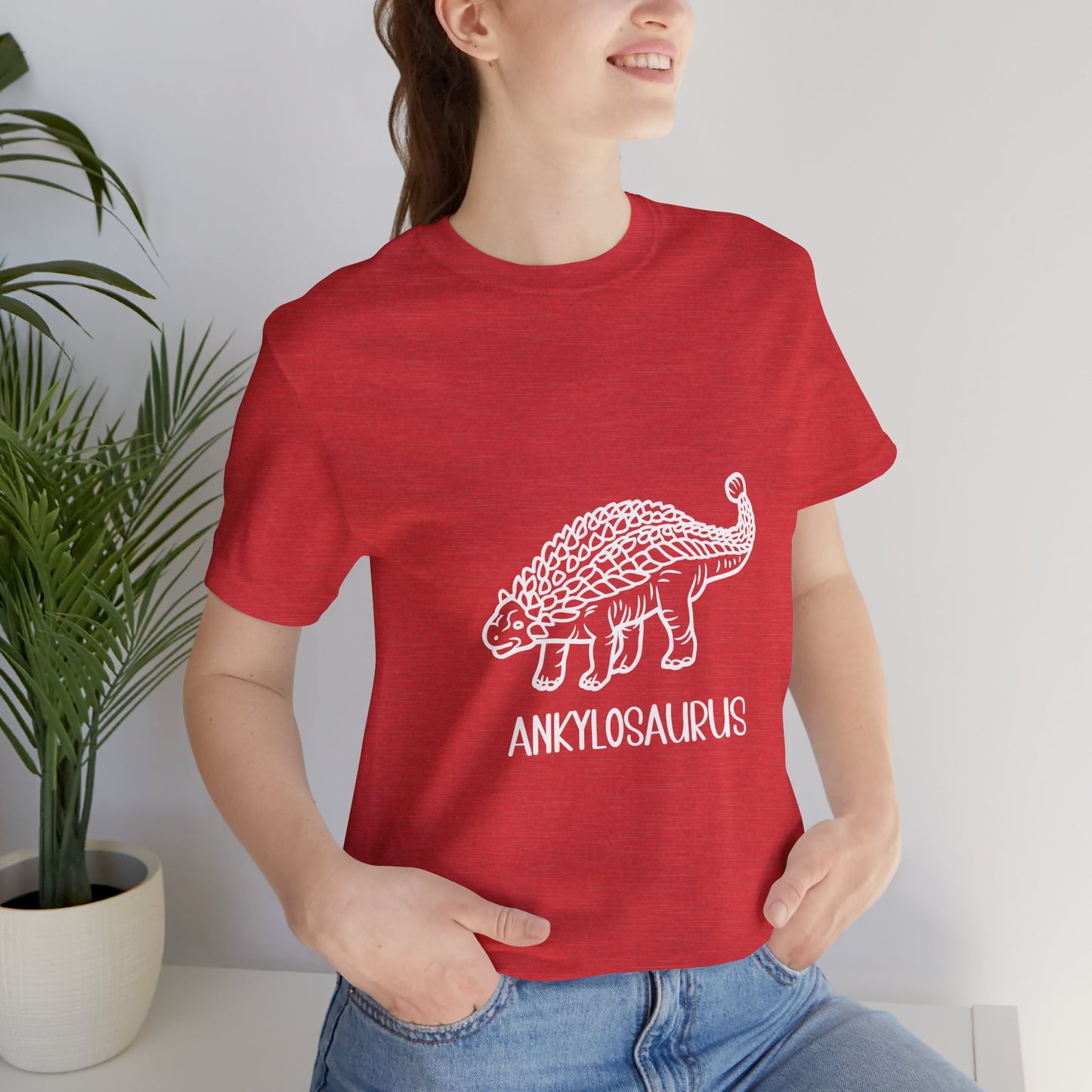 Outlined Ankylosaurus with White Graphics- Unisex Jersey Short Sleeve Tee Super Comfy Dino T-Shirt Gift