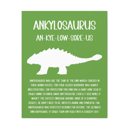 Ankylosaurus Vertical Matte Canvas Green, Stretched, 1.25" Amazing Gift for the Dino Lover in your life