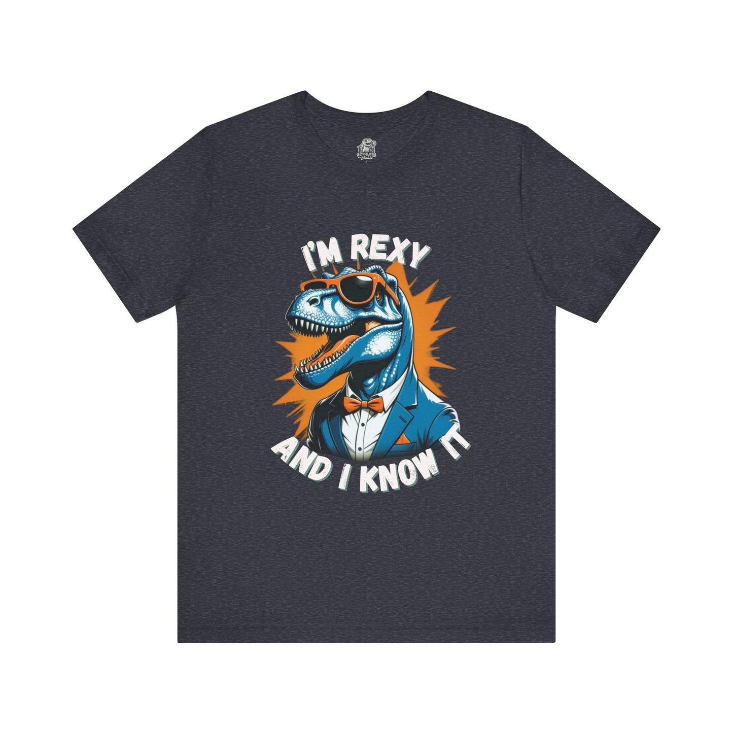 Suave Rex – I’m Rexy and I Know It Unisex T-Shirt with Stylish T-Rex in Shades & Suit