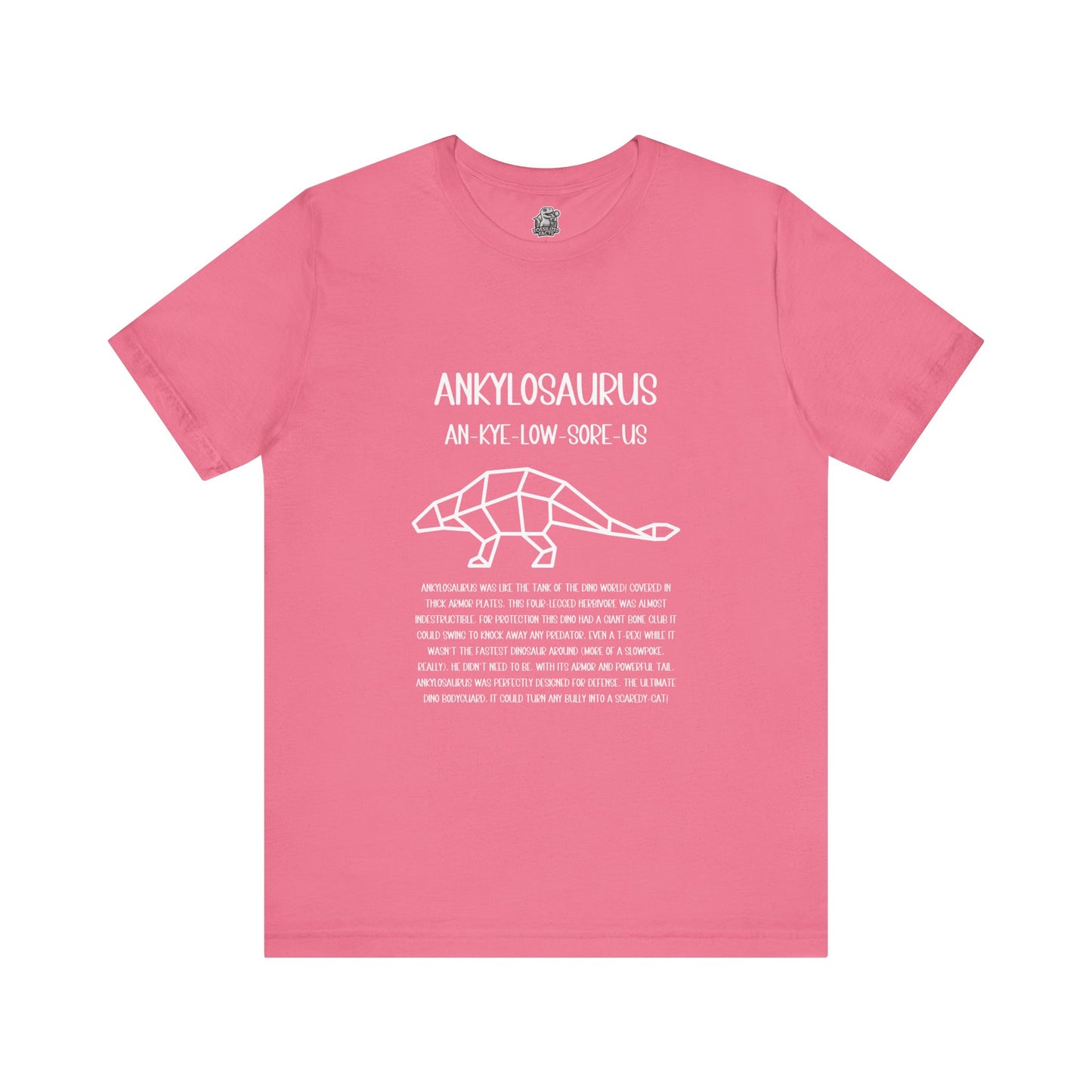 Polygon Ankylosaurus Detailed with White Graphics- Unisex Jersey Short Sleeve Tee Super Comfy Dino T-Shirt Gift