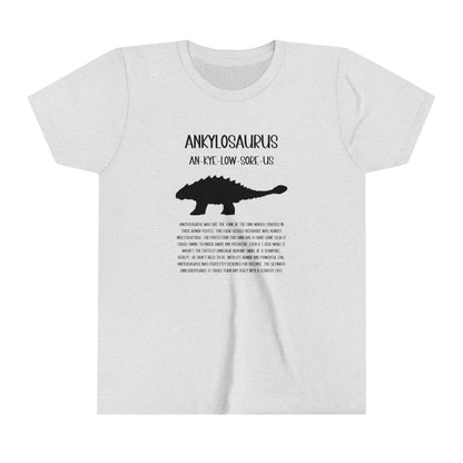 Youth Ankylosaurus T-Shirt with Detailed Black Graphics - Unisex Jersey Short Sleeve Tee Super Comfy Dino T-Shirt Gift