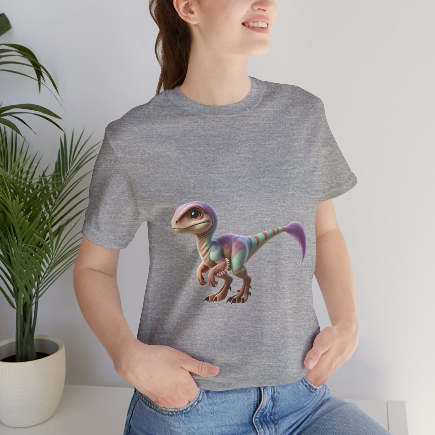 Dreamy Pastel Velociraptor Tee – Soft & Stylish Dino Vibes in Lavender & Mint! 🦖💜🌿 - Unisex Jersey Short Sleeve Tee Super Comfy Dino T-Shirt Gift