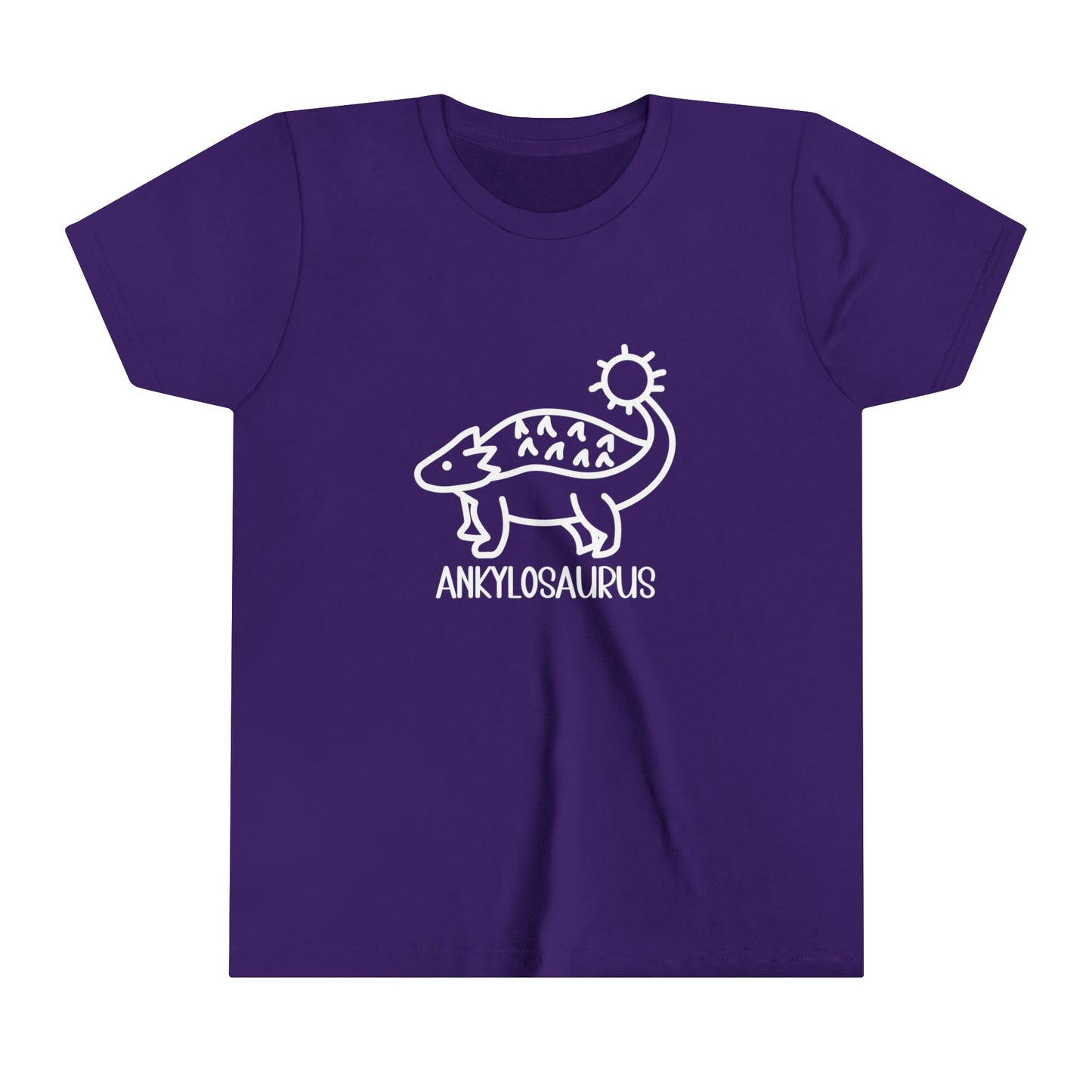 Youth Cute Ankylosaurus T-Shirt with White Graphics - Unisex Jersey Short Sleeve Tee Super Comfy Dino T-Shirt Gift