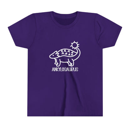 Youth Cute Ankylosaurus T-Shirt with White Graphics - Unisex Jersey Short Sleeve Tee Super Comfy Dino T-Shirt Gift