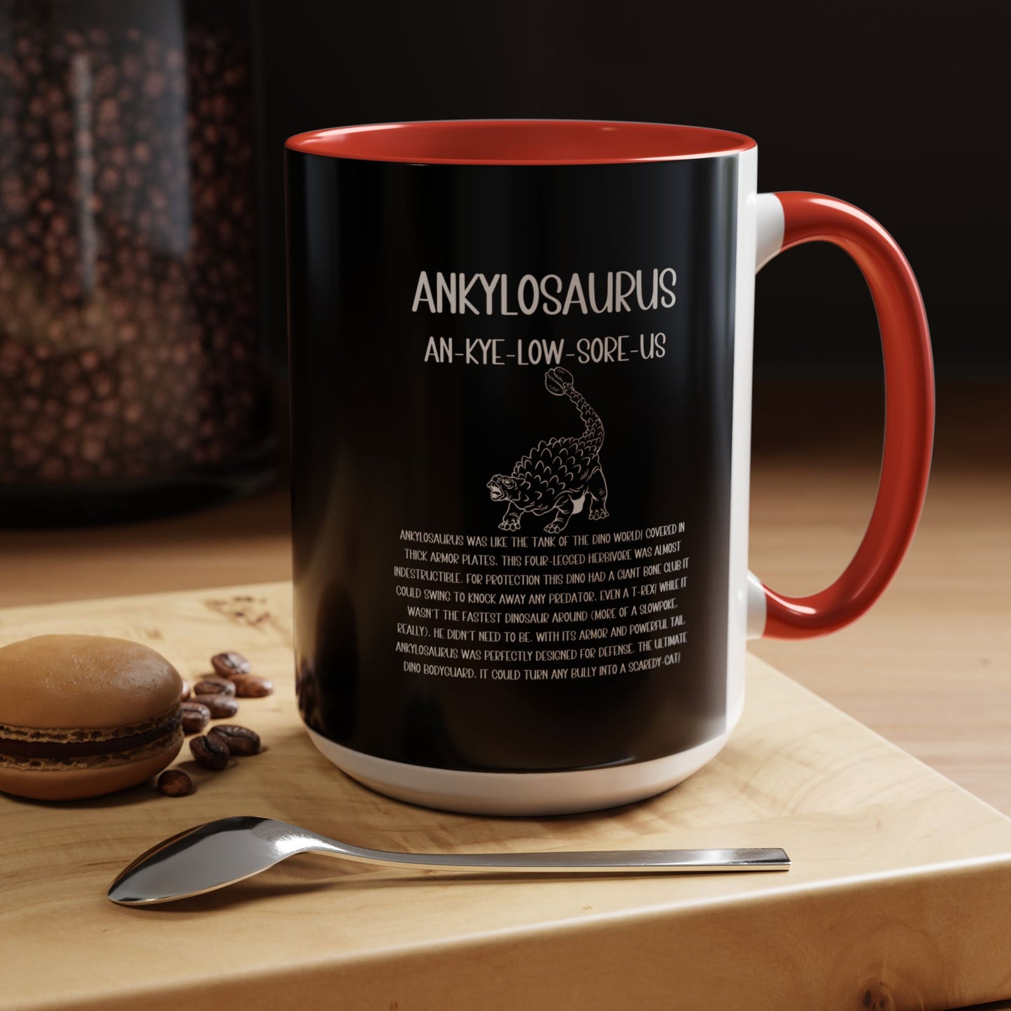 Defensive Ankylosaurus Mug with Detailed White Graphic Amazing Gift for the Dino Lovers in your life