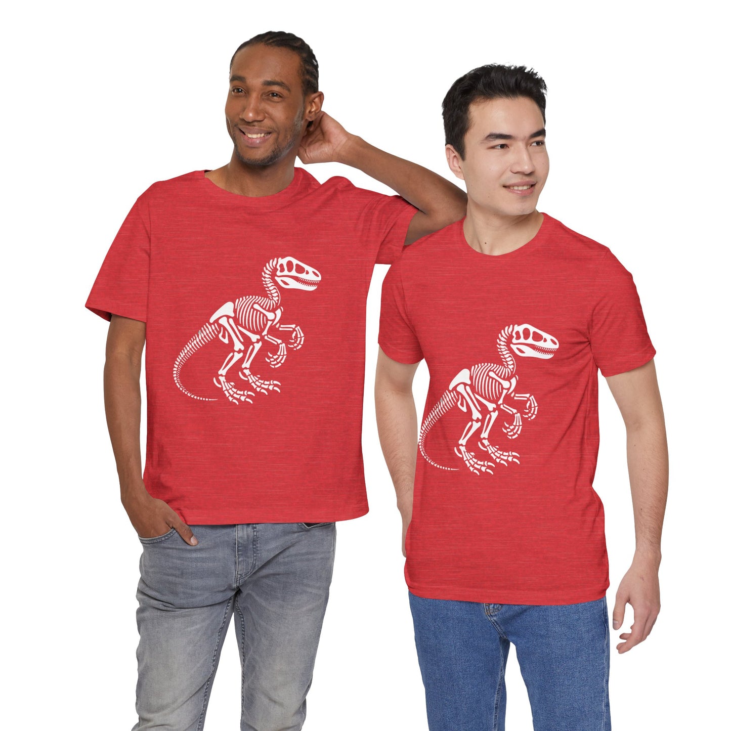 Velociraptor Skeleton Tee – Bold Fossil Graphic for Dinosaur Lovers! 🦖🦴✨ - Unisex Jersey Short Sleeve Tee Super Comfy Dino T-Shirt Gift