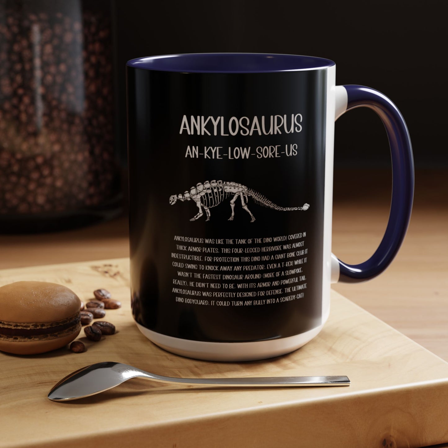 Fossil Ankylosaurus Mug with Detailed White Graphic Amazing Gift for the Dino Lovers in your life