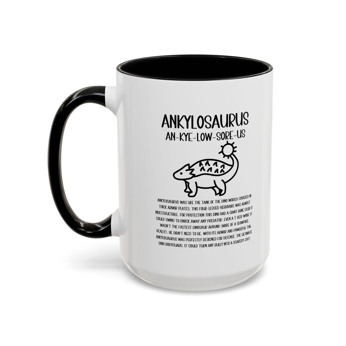 Cute Ankylosaurus Mug with Detailed Black Graphic Amazing Gift for the Dino Lovers in your life