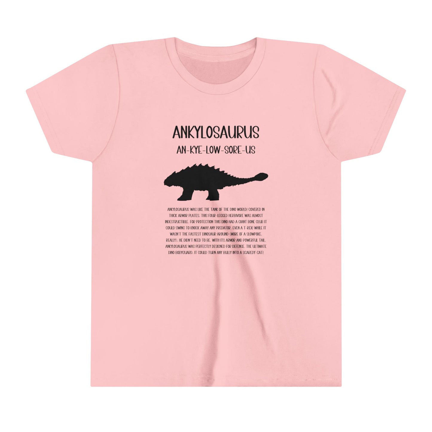 Youth Ankylosaurus T-Shirt with Detailed Black Graphics - Unisex Jersey Short Sleeve Tee Super Comfy Dino T-Shirt Gift