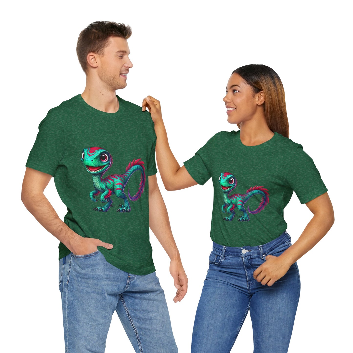 Bright & Bold Velociraptor Tee – Stand Out with Dino Style! 🦖💜💚 - Unisex Jersey Short Sleeve Tee Super Comfy Dino T-Shirt Gift