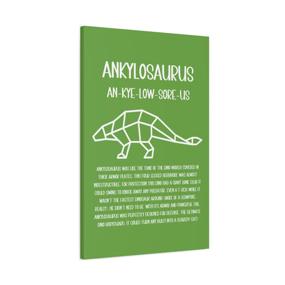 Polygon Outlined Ankylosaurus Vertical Matte Canvas Green, Stretched, 1.25" Amazing Gift for the Dino Lover in your life