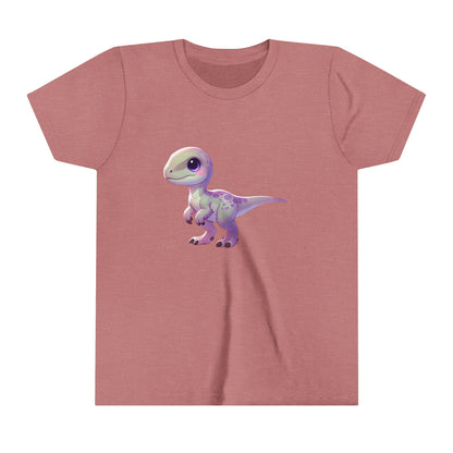 Youth Pastel Baby Velociraptor Tee – Soft & Sweet Dino Style in Lavender! 🦖💜🌸 - Unisex Jersey Short Sleeve Tee Super Comfy Dino T-Shirt Gift