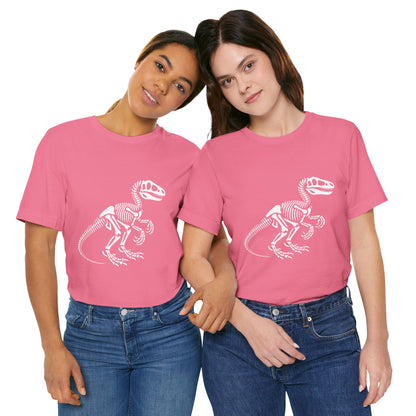 Velociraptor Skeleton Tee – Bold Fossil Graphic for Dinosaur Lovers! 🦖🦴✨ - Unisex Jersey Short Sleeve Tee Super Comfy Dino T-Shirt Gift