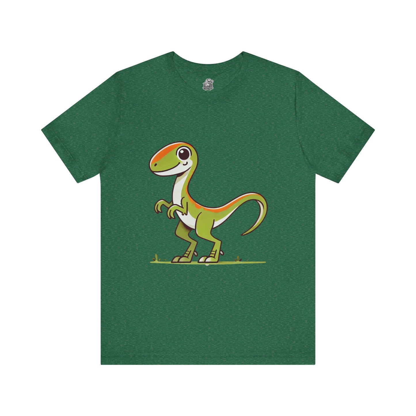 Playful Green Cartoon Velociraptor - Unisex Jersey Short Sleeve Tee Super Comfy Dino T-Shirt Gift