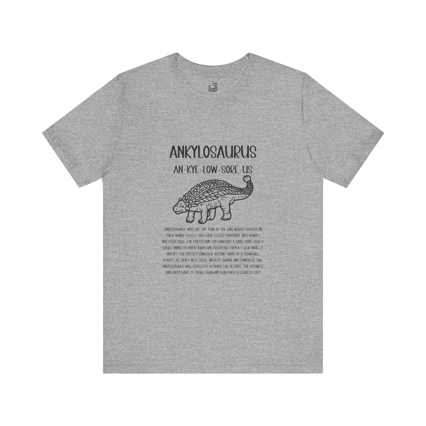 Outlined Ankylosaurus Detailed With Black Graphic - Unisex Jersey Short Sleeve Tee Super Comfy Dino T-Shirt Gift