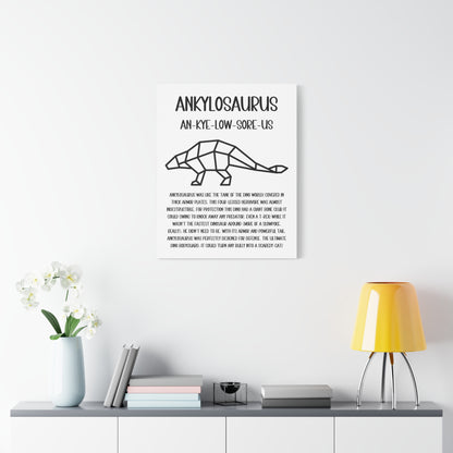 Polygon Outlined Ankylosaurus Vertical Matte Canvas White, Stretched, 1.25" Amazing Gift for the Dino Lover in your life