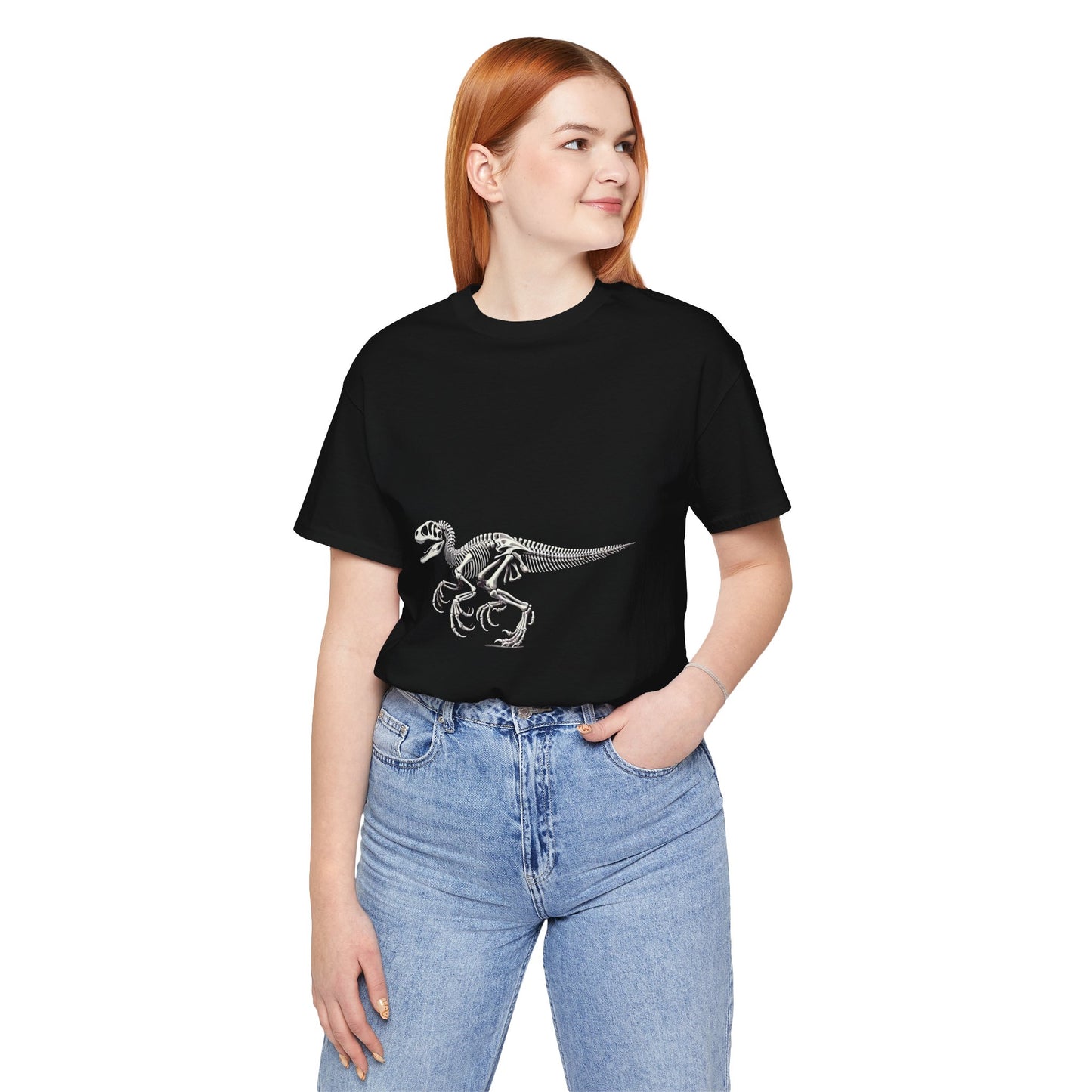 Detailed Velociraptor Skeleton Tee – Fossil-Inspired Style for Dino Fans! 🦖🦴 - Unisex Jersey Short Sleeve Tee Super Comfy Dino T-Shirt Gift