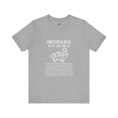 Cute Ankylosaurus Detailed with White Graphics- Unisex Jersey Short Sleeve Tee Super Comfy Dino T-Shirt Gift