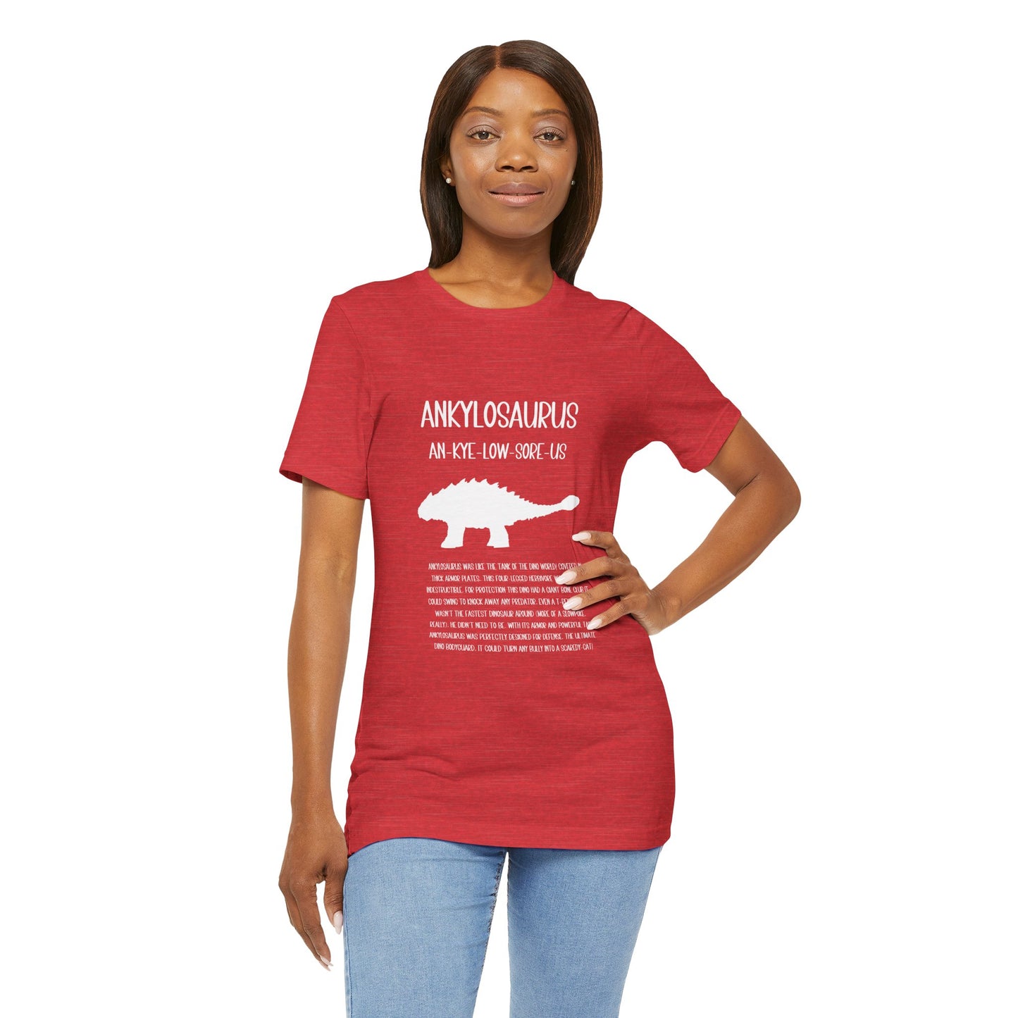 Ankylosaurus Detailed with White Graphics- Unisex Jersey Short Sleeve Tee Super Comfy Dino T-Shirt Gift