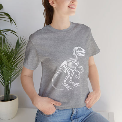 Velociraptor Skeleton Tee – Bold Fossil Graphic for Dinosaur Lovers! 🦖🦴✨ - Unisex Jersey Short Sleeve Tee Super Comfy Dino T-Shirt Gift