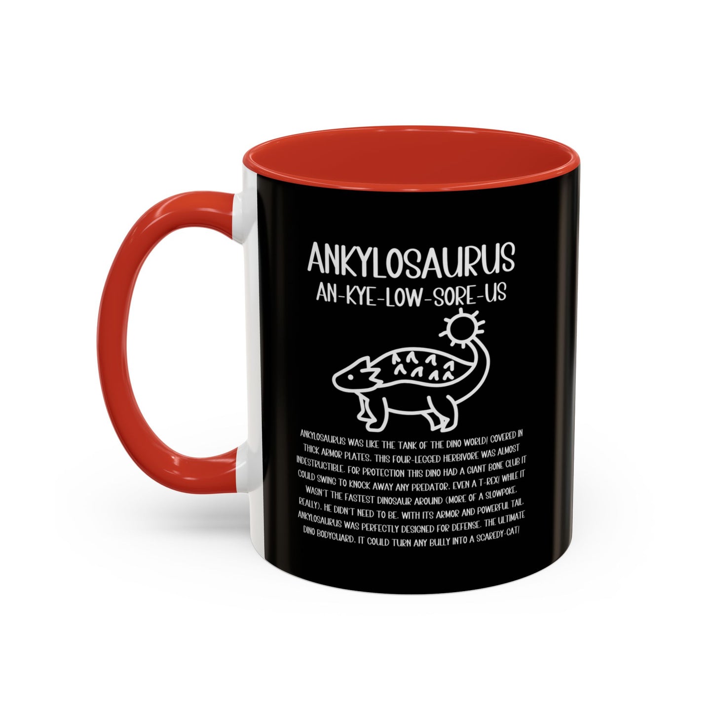 Cute Ankylosaurus Mug with Detailed White Graphic Amazing Gift for the Dino Lovers in your life