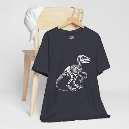 Velociraptor Skeleton Tee – Bold Fossil Graphic for Dinosaur Lovers! 🦖🦴✨ - Unisex Jersey Short Sleeve Tee Super Comfy Dino T-Shirt Gift