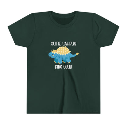 Youth Ankylosaurus Cutie Saurus Dino Club Blue - White Graphic - Unisex Jersey Short Sleeve Tee Super Comfy Dino T-Shirt Gift