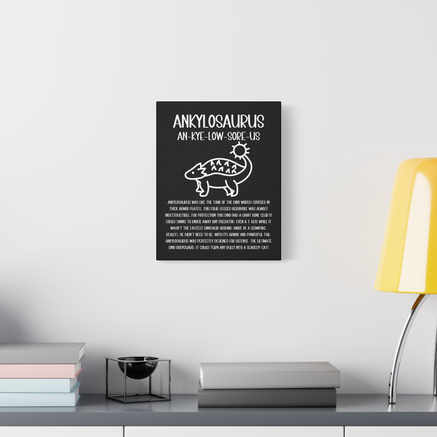 Cute Ankylosaurus Vertical Matte Canvas Black, Stretched, 1.25" Amazing Gift for the Dino Lover in your life