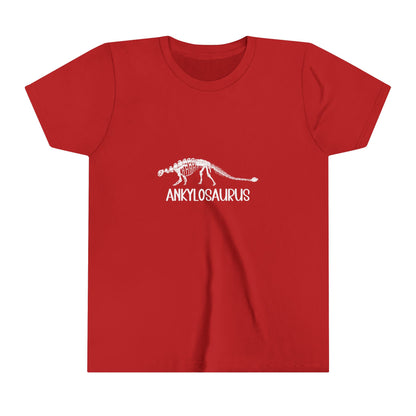 Youth Fossil Ankylosaurus T-Shirt with White Graphics - Unisex Jersey Short Sleeve Tee Super Comfy Dino T-Shirt Gift