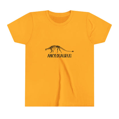 Youth Fossil Ankylosaurus T-Shirt with Black Graphics - Unisex Jersey Short Sleeve Tee Super Comfy Dino T-Shirt Gift