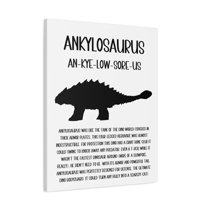 Ankylosaurus Vertical Matte Canvas White, Stretched, 1.25" Amazing Gift for the Dino Lover in your life