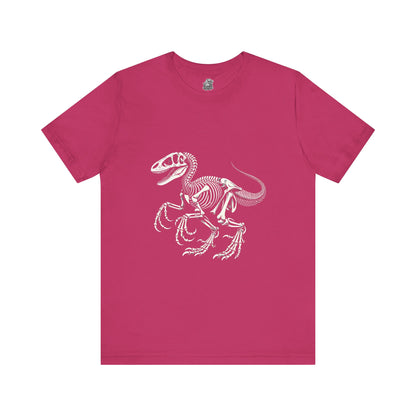 Velociraptor Fossil Skeleton Tee – Bold & Authentic Prehistoric Style! 🦖🦴✨ - Unisex Jersey Short Sleeve Tee Super Comfy Dino T-Shirt Gift