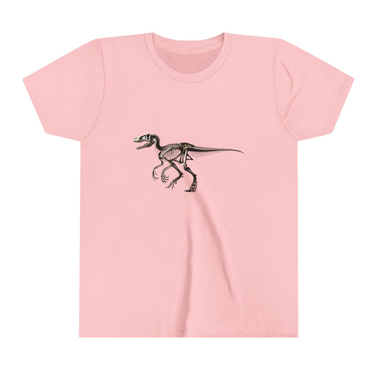 Youth Velociraptor Skeleton Tee – Classic Fossil Design for Dinosaur Enthusiasts! 🦖💀🦴 - Unisex Jersey Short Sleeve Tee Super Comfy Dino T-Shirt Gift