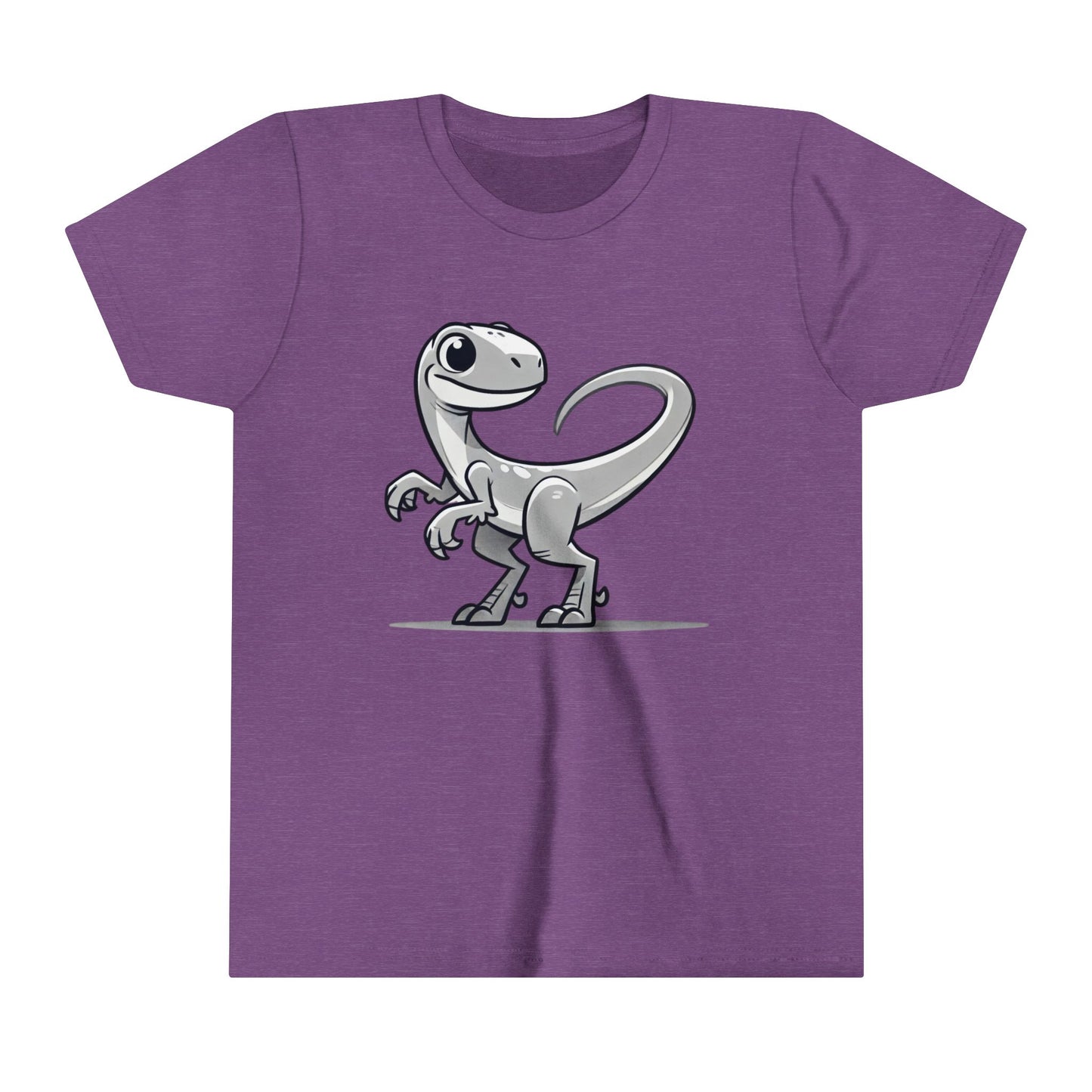 Youth Cute Velociraptor Cartoon Tee – Dino Fun for All Ages! 🦖✨ - Unisex Jersey Short Sleeve Tee Super Comfy Dino T-Shirt Gift