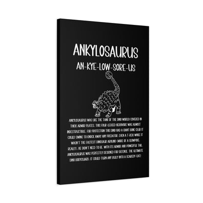 Defensive Ankylosaurus Vertical Matte Canvas Black, Stretched, 1.25" Amazing Gift for the Dino Lover in your life