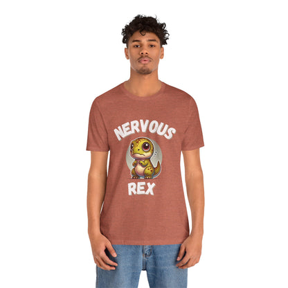 Cute Nervous Rex Unisex T-Shirt – Cute & Funny Unisex Dino Design for Everyday Fun