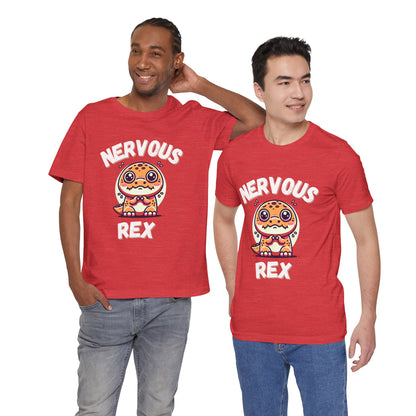 Nervous Rex Unisex T-Shirt – Adorable Unisex Dino Tee for Fun & Relatable Style