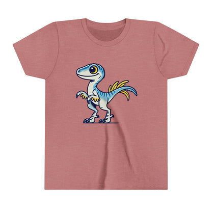 YouthPlayful Blue & Yellow Velociraptor Tee – Dino Fun for All Ages! 🦖💙💛 - Unisex Jersey Short Sleeve Tee Super Comfy Dino T-Shirt Gift