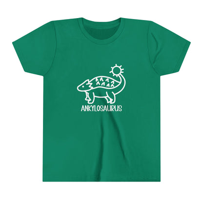 Youth Cute Ankylosaurus T-Shirt with White Graphics - Unisex Jersey Short Sleeve Tee Super Comfy Dino T-Shirt Gift