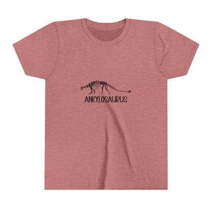 Youth Fossil Ankylosaurus T-Shirt with Black Graphics - Unisex Jersey Short Sleeve Tee Super Comfy Dino T-Shirt Gift