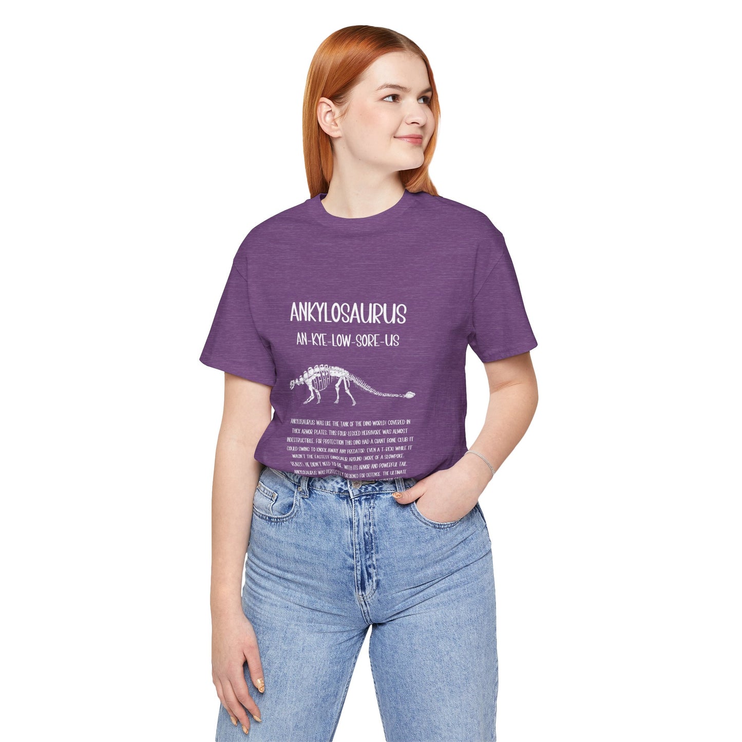 Fossil Ankylosaurus Detailed with White Graphics- Unisex Jersey Short Sleeve Tee Super Comfy Dino T-Shirt Gift