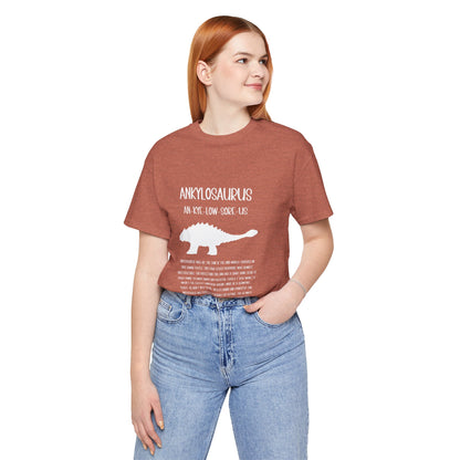 Ankylosaurus Detailed with White Graphics- Unisex Jersey Short Sleeve Tee Super Comfy Dino T-Shirt Gift