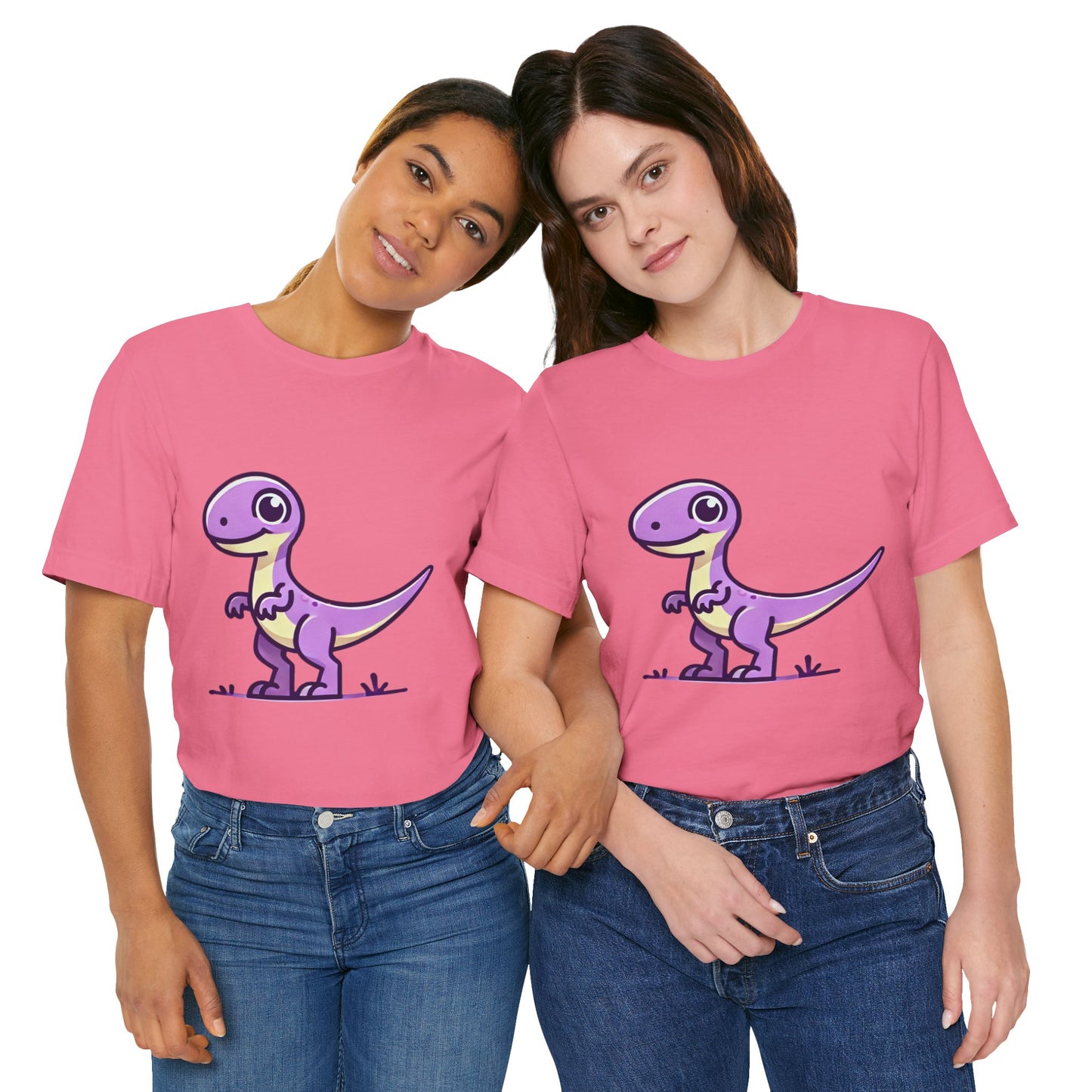 Cute Purple Cartoon Velociraptor - Unisex Jersey Short Sleeve Tee Super Comfy Dino T-Shirt Gift