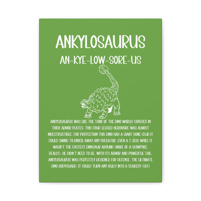 Defensive Ankylosaurus Vertical Matte Canvas Green, Stretched, 1.25" Amazing Gift for the Dino Lover in your life