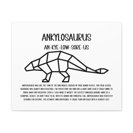 Polygon Ankylosaurus Horizontal Matte Canvas White, Stretched, 1.25" Amazing Gift for the Dino Lover in your life