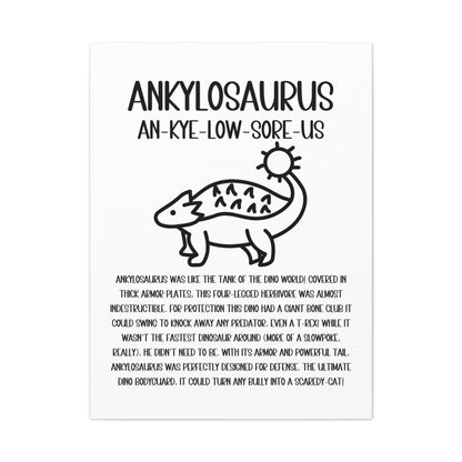 Cute Ankylosaurus Vertical Matte Canvas White, Stretched, 1.25" Amazing Gift for the Dino Lover in your life