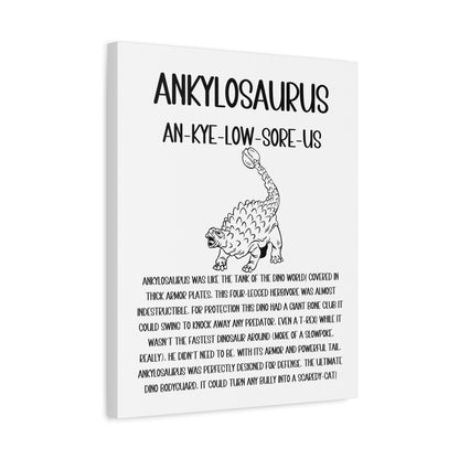 Defensive Ankylosaurus Vertical Matte Canvas White, Stretched, 1.25" Amazing Gift for the Dino Lover in your life