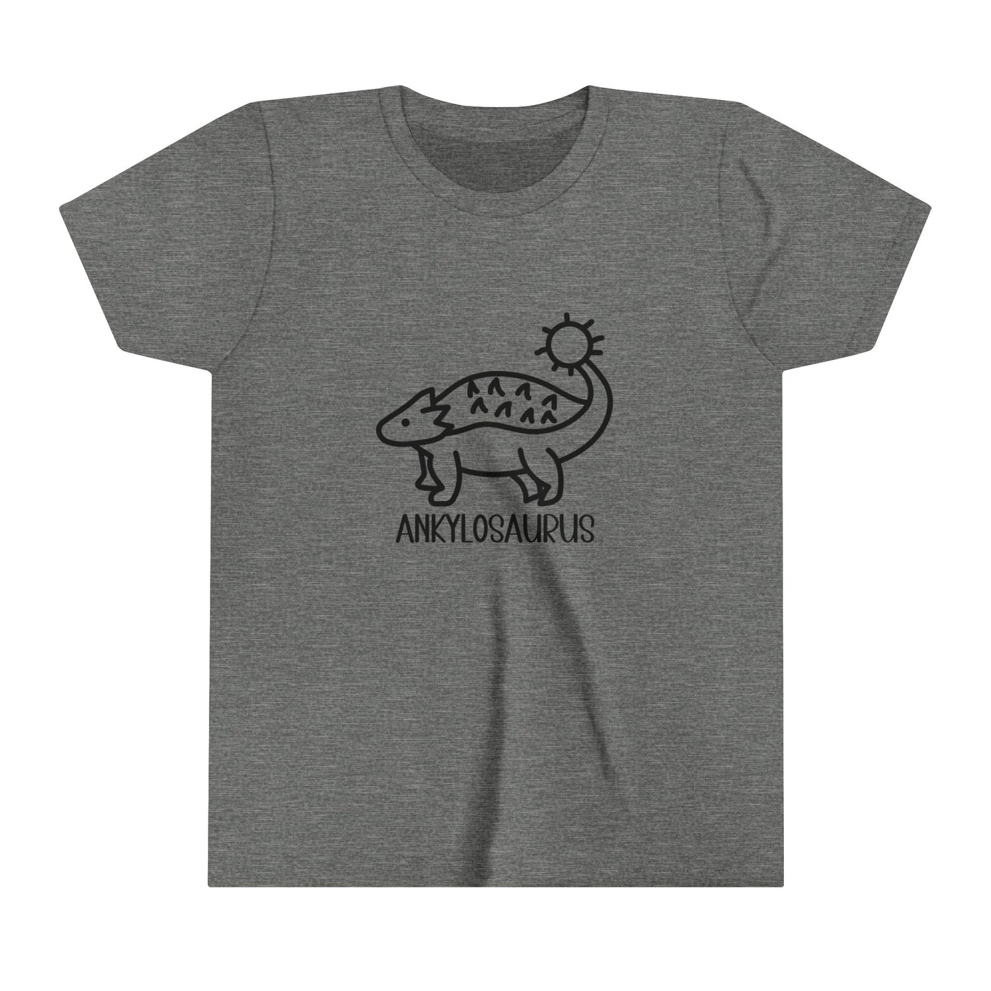 Youth Cute Ankylosaurus T-Shirt with Black Graphics - Unisex Jersey Short Sleeve Tee Super Comfy Dino T-Shirt Gift